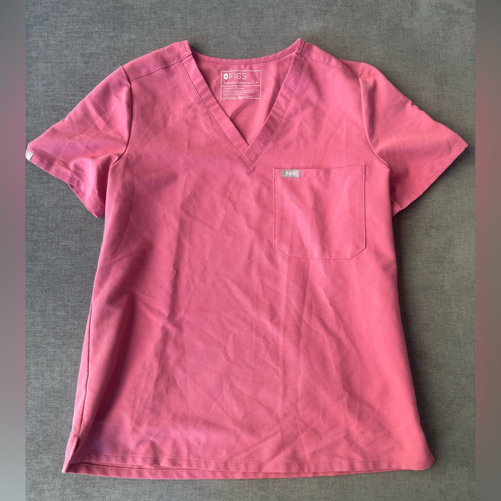 FIGS Women's Pink V-Neck Scrub Top